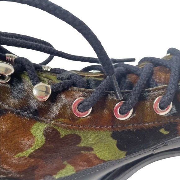 NIB SHUTZ JUNGLE ARMY MAFADA CALF HAIR LEATHER COMBAT BOOTS/BOOTIES SZ: 7.5 / 8 - Picture 4 of 14